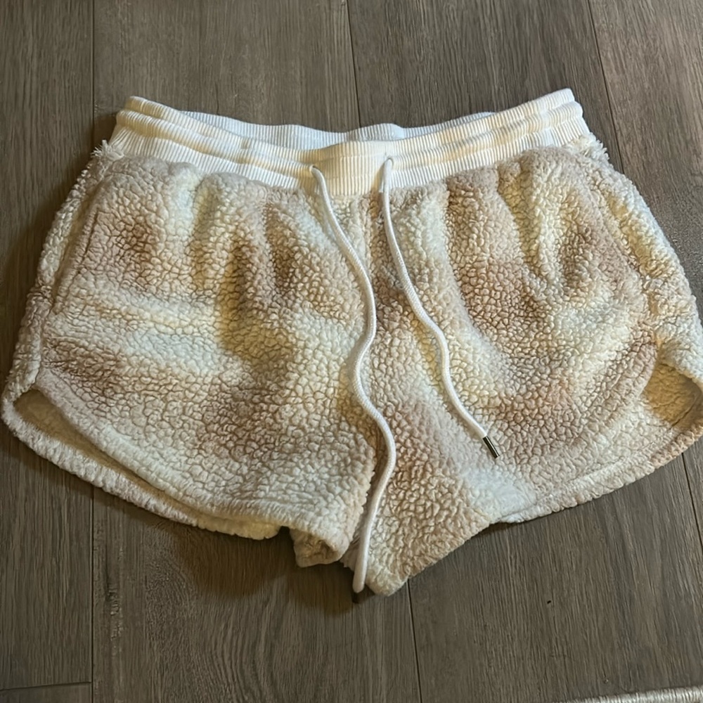 Fluffy Pink and White Pajama Shorts